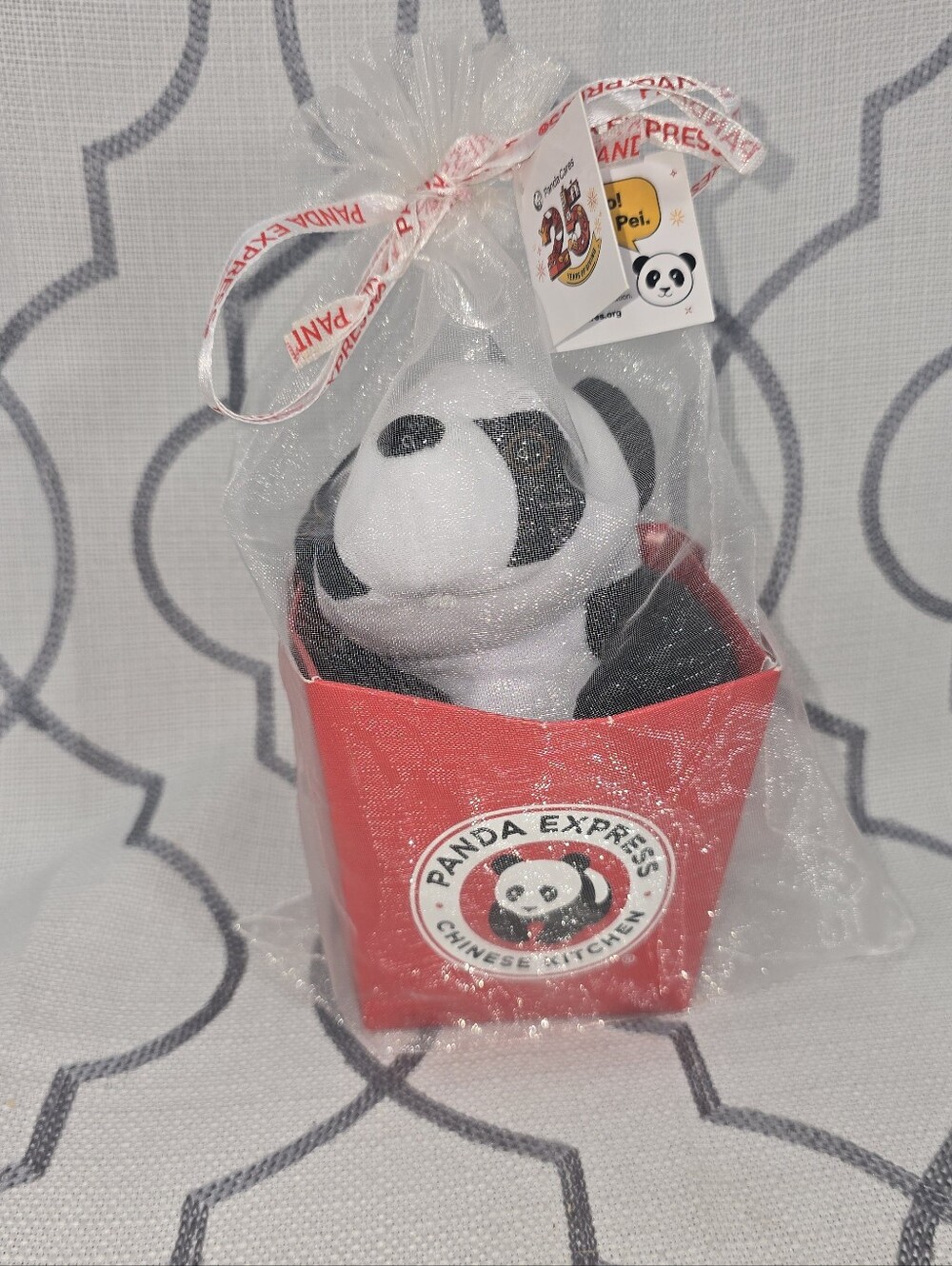 Panda Express Pei Pei Panda Bear Plush Stuffed Animal 25 Years Anniversary Rare